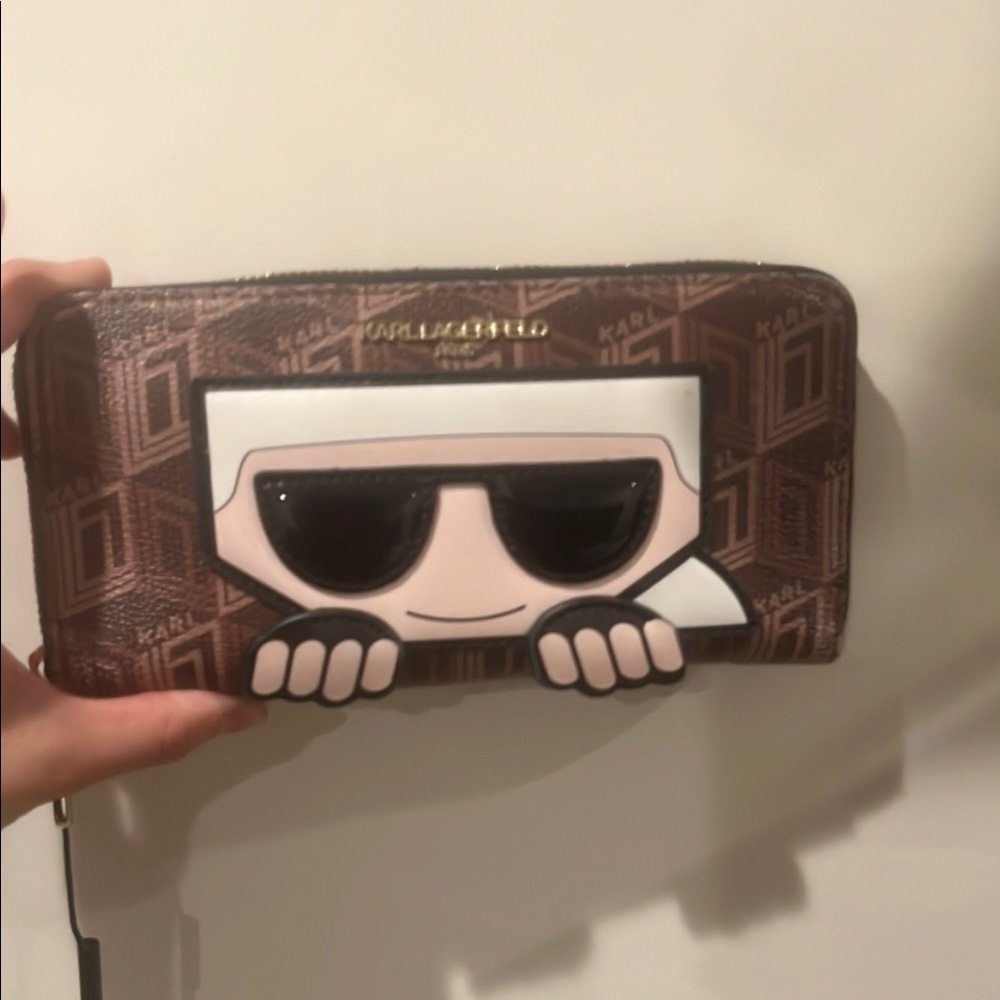 Karl Lagerfeld Brown Wallet with Cartoon Design